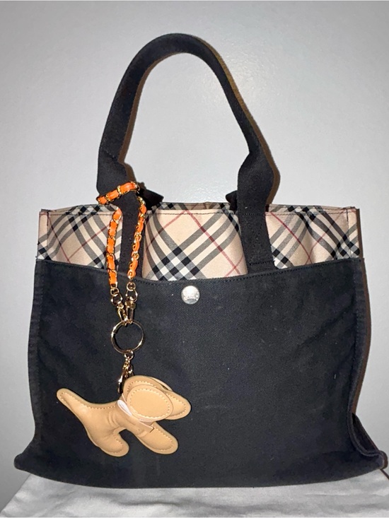 Burberry Handbags - BURBERRY Nova Check Blue Label Hand Bag Canvas Black Beige Authentic.